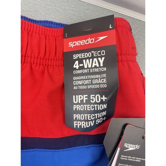 Speedo Men's 4-WAY STRETCH Swim Trunk Mid Length Redondo Stripe 18'' Large - Picture 5 of 16